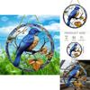 Simulated Blue Bird Branch Pattern Circular Acrylic Pendant For Garden Outdoor Decor