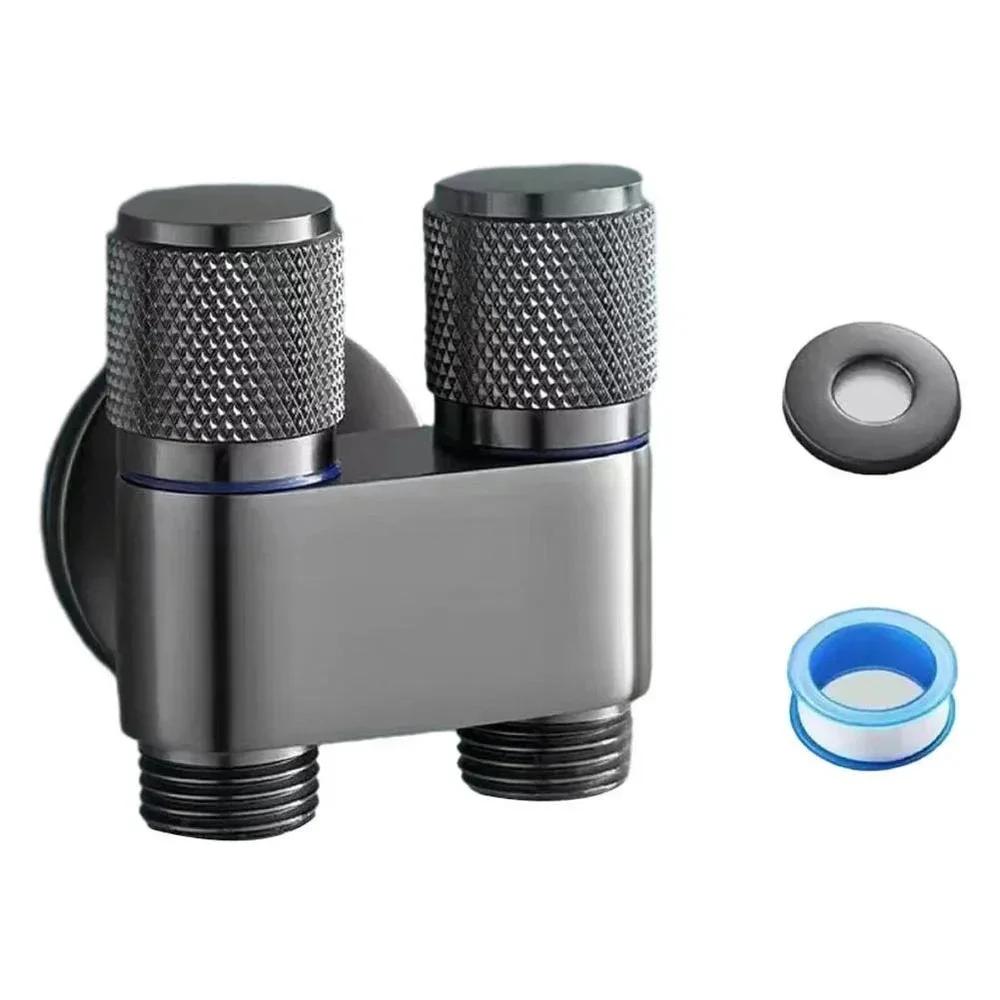 1шт. Угловой клапан для унитаза, угловой клапан для унитаза с одним входом и двумя выходами, двойной открытый кран, противоскользящий маховик, туалет