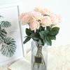 Fake Rose Flower Green Leaves Ornament Reusable Beautiful Faux Silk Rose Flower Living Room Decor Photography Prop