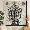 Cotton Bedspread and Wall Hanging Double Elephant Tree
