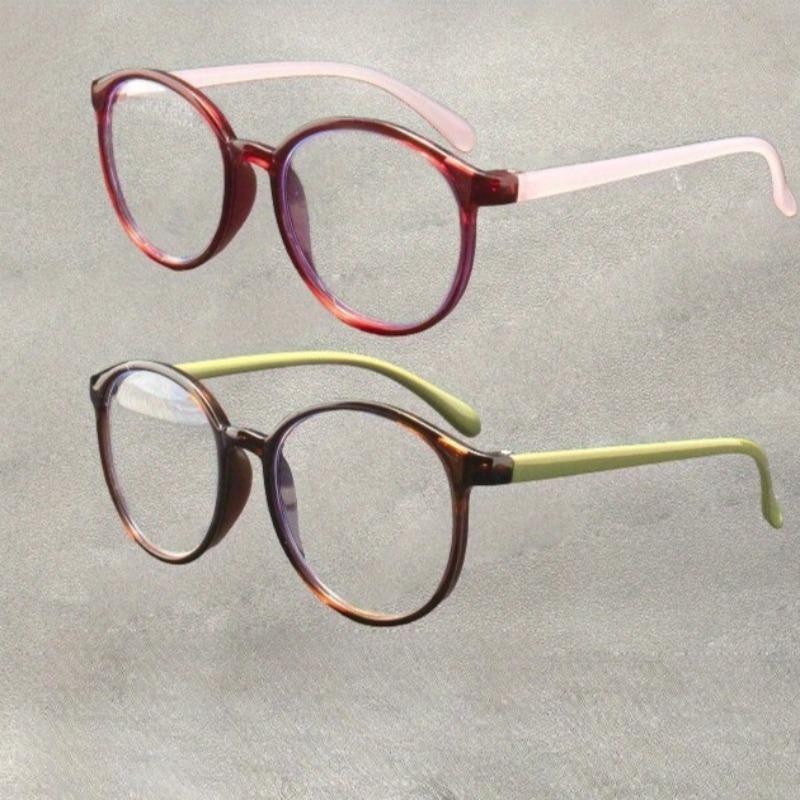 2PCS New Retro Round Frame Reading Glasses Fashionable and Artistic Multi-color Reading Glasses