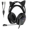 Wantek V10 Gaming Headset Cat Ear Headphones Headset Wired Gaming PS5 with Microphone USB Gaming Headphones Gaming Headset Analog 50mm Driver