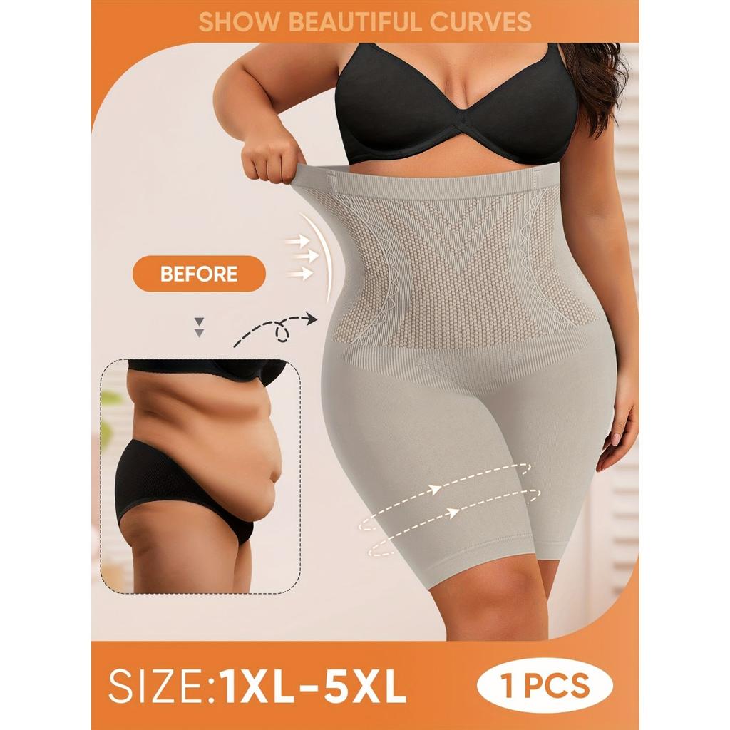 Женские утягивающие шорты с высокой талией, бесшовная подтяжка живота и подтяжка бедер, нейлоновый трикотаж, однотонный, можно стирать вручную, шорты больших размеров
