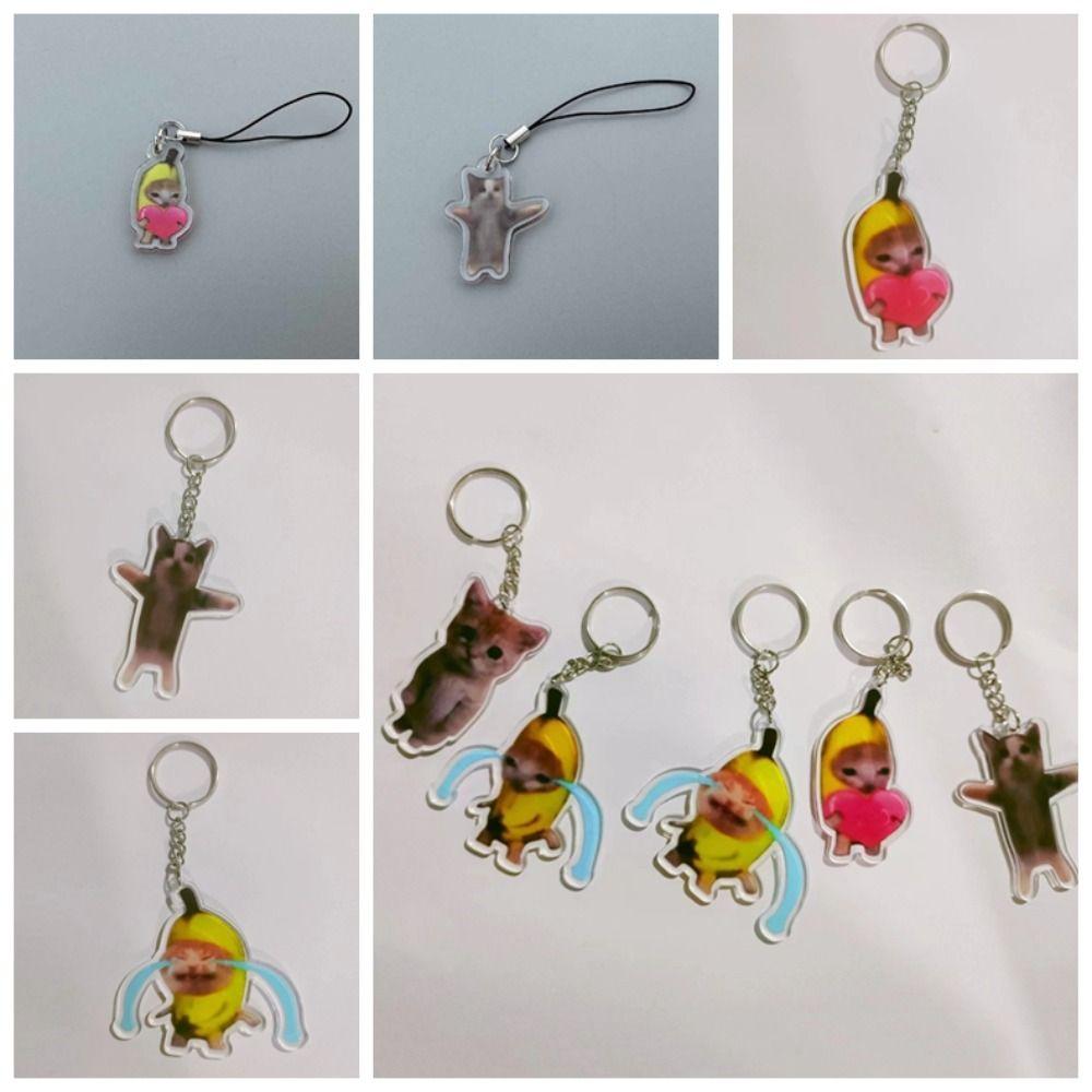 Banana Cat Gato Meme Cat Funny Pendant Backpack Charm Gato Meme Cat Keyring Bag Pendant