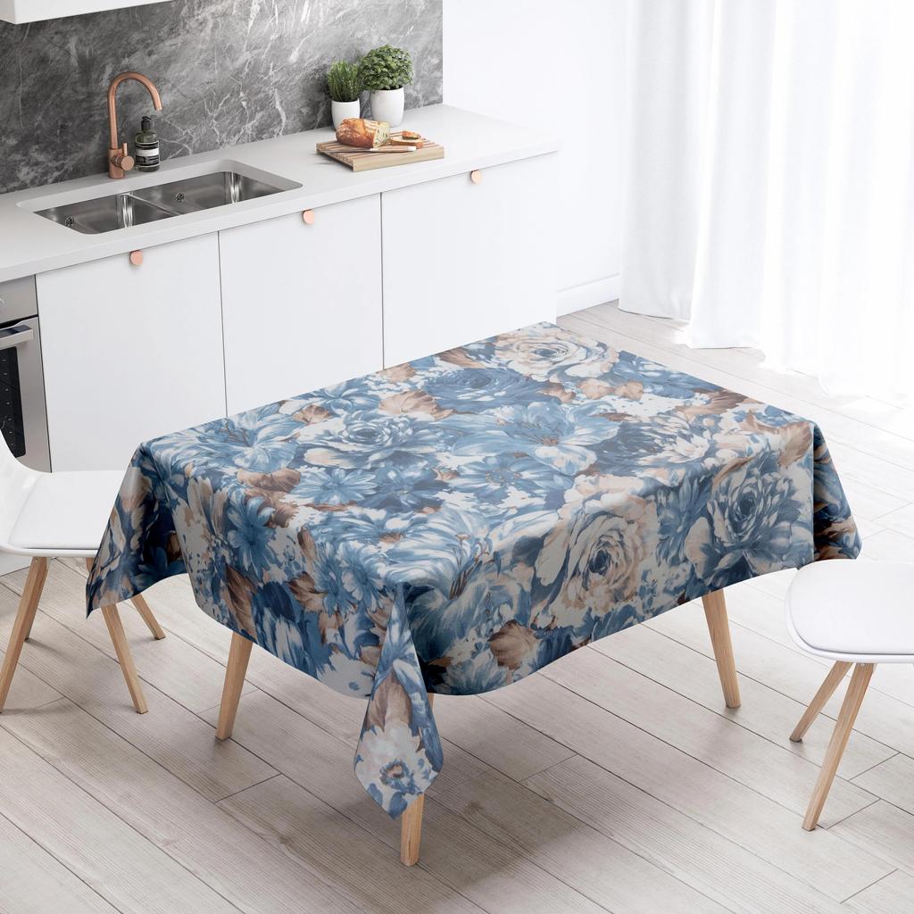 Colorful Floral Tablecloth Stain Resistant Waterproof Dining Table Home Decor Rectangular Kitchen Fireplace Countertop