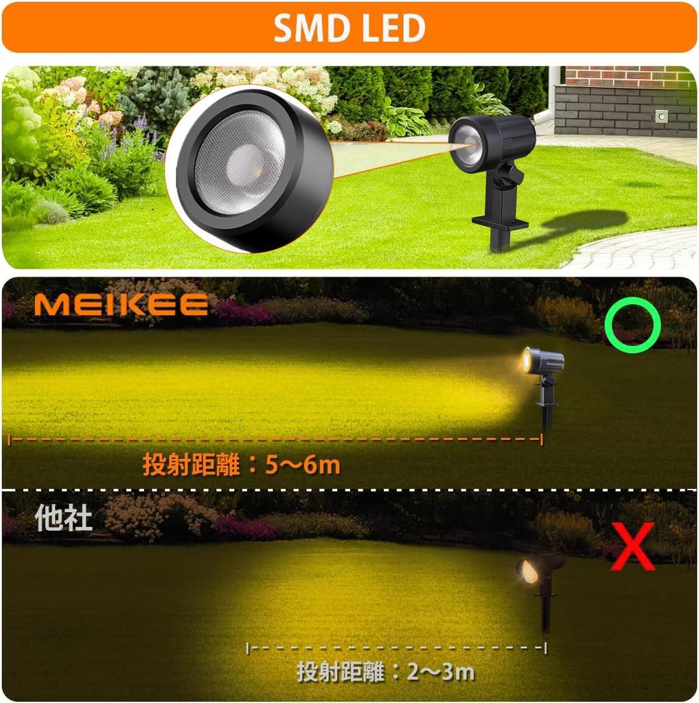 MEIKEE Solar Garden Warm White Automatic IP66 4 Garden Landscape Sign Walkway Lighting [2025 Improved] Light, Spotlight, LED, Outdoor, Separate,