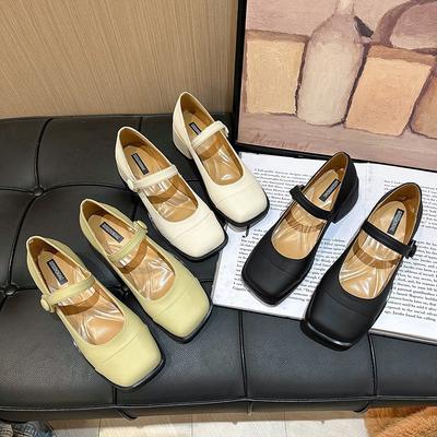 2025 весна новинка ретро нежный темперамент фея Сяосянфэн неглубокий вырез модные туфли-лодочки на толстом каблуке Мэри Джейн женские
