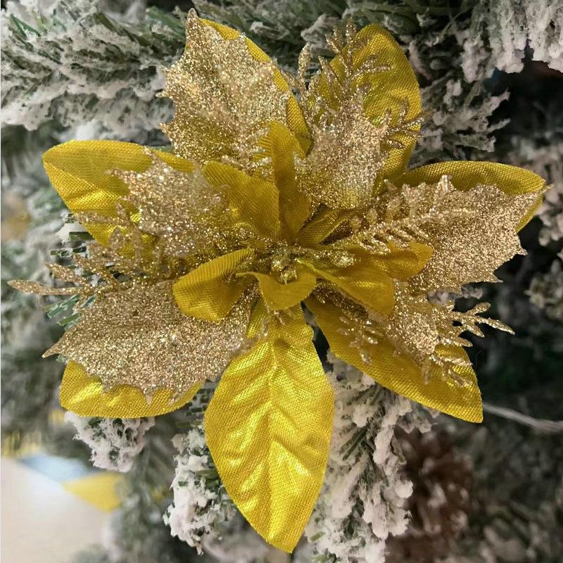 Золотая пудра Трехслойный Рождественский венок из цветов и украшение для елки