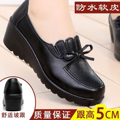 Мамины туфли весна и осень пожилые кожаные туфли женские средние и старые одинарные туфли средний каблук нескользящая мягкая подошва рабочие туфли толстая подошва танкетка