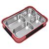 Multifunctional Stainless Steel Divided Dinner Tray Food Plate for Students School CanteenHawthorn Red (4 Compartments )