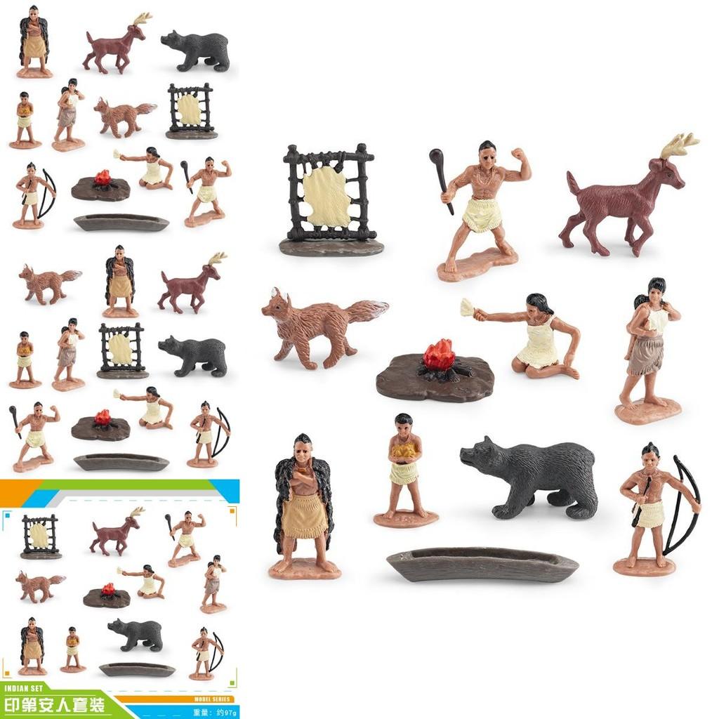 Impressive 12 Piece Indian Model Set With Chief And Warrior Figures For Creative Play