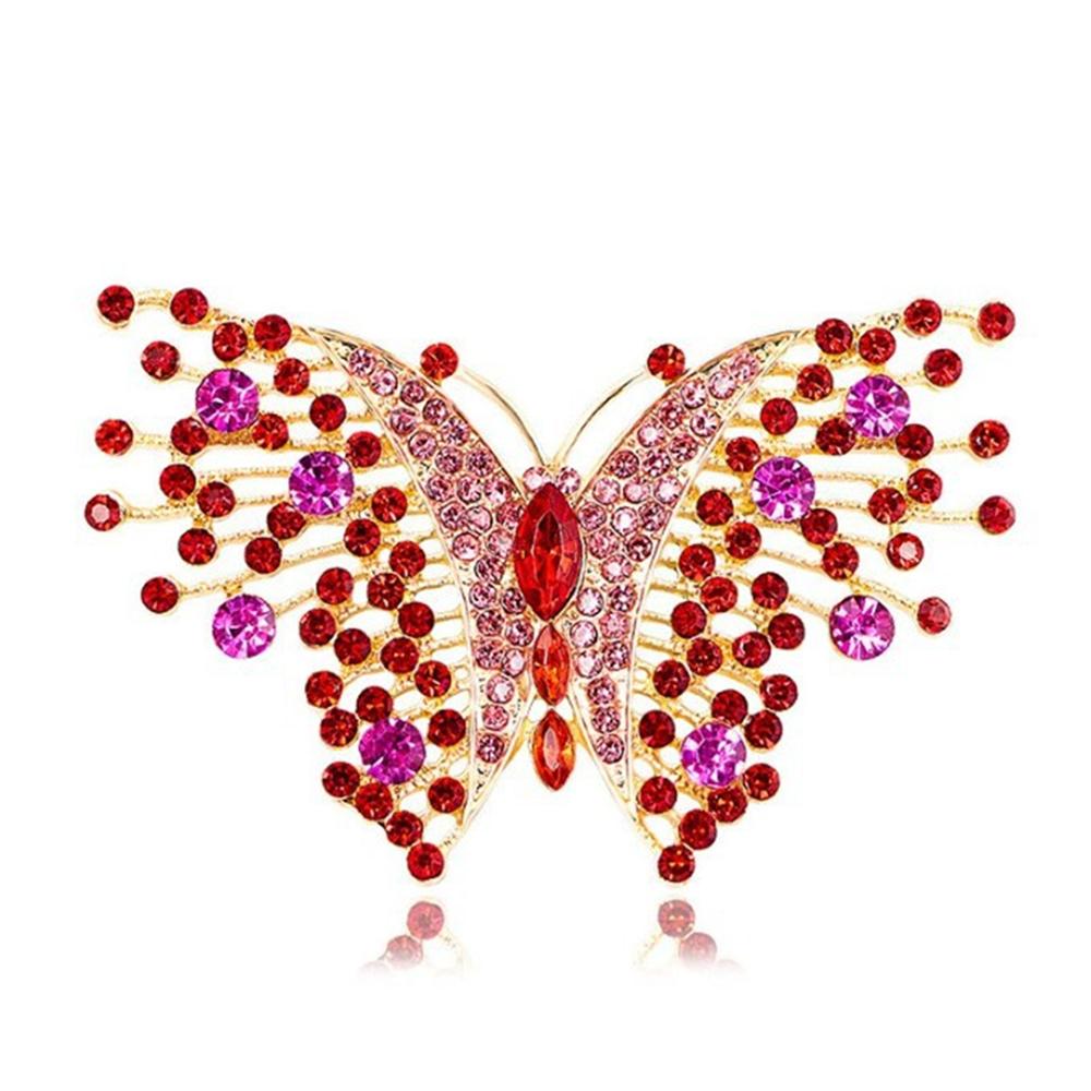 Fashionable butterfly colorful zircon brooch, anti-exposure pin for women, metal button to fix clothes, wedding party gift