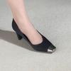 Туфли на высоком каблуке с маленьким вечерним платьем, универсальные одинарные туфли для работы, женские дышащие французские черные одинарные туфли весна 2025