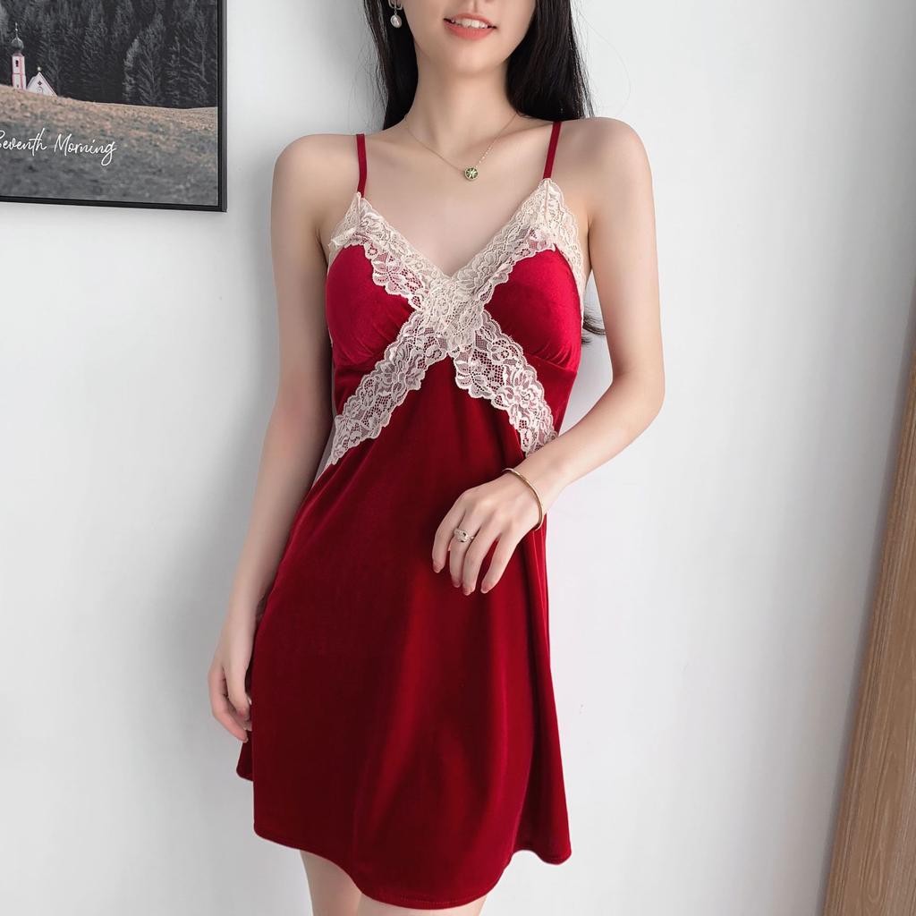 New Autumn Velvet 3PCS Pajamas Set Sleepwear Sexy Lace Trim Bath Robe Nightgown Loose Casual Velour Home Clothes Loungewear