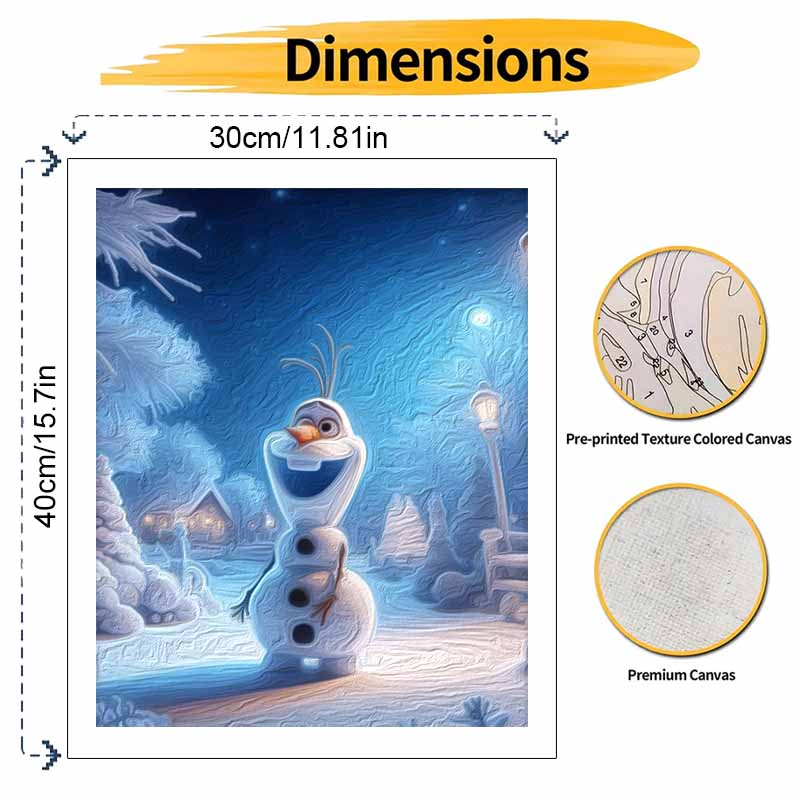 Disney Масляная живопись Сделай сам Цифровая живопись Ручная роспись Снеговик Зимний пейзаж Настенное искусство для гостиной или прихожей.