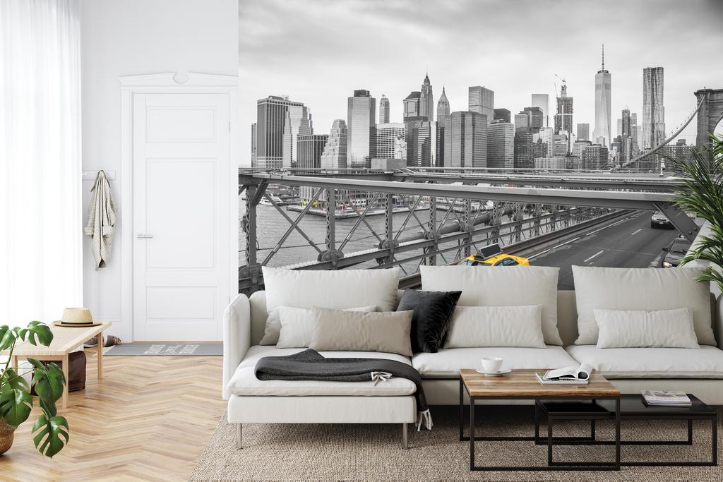 Photomural Taxi Crossing Brooklyn Bridge Smooth Vinyl 520x318