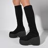 Fashion 35-43 Large Size 2025 Winter New Slimming Elastic Sock Boots, Ultra-high Heel Thick-soled Suede Fashion Boots