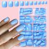 Ношение накладных ногтей патчи для дизайна ногтей сплошной цвет дымчато-голубой короткий квадрат 120 шт. Ношение накладных ногтей
