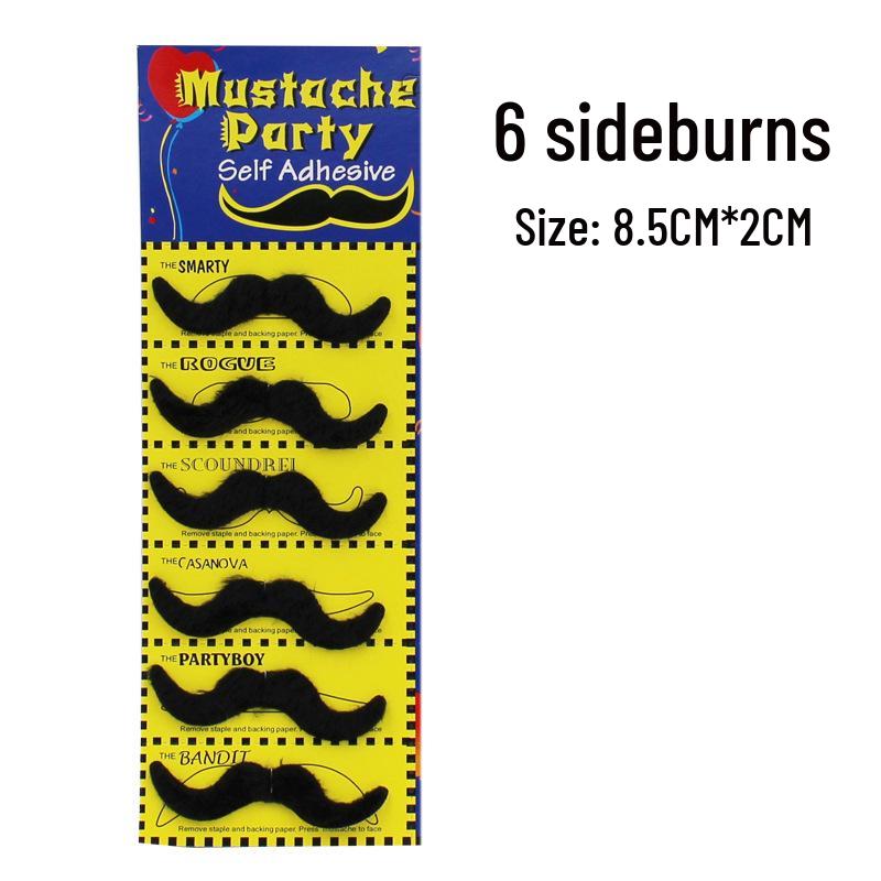 Masquerade Performance Eight-Piece Black Faux Mustache & Beard Set