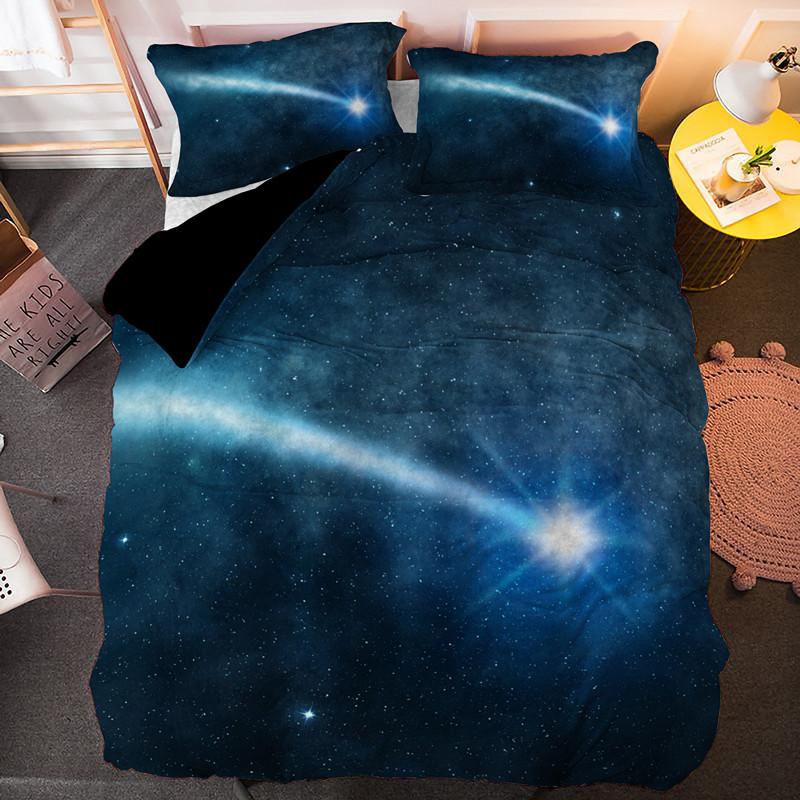 Пододеяльник с изображением метеорита и звезд, комплект постельного белья, ночное небо, сияющие звезды, покрывало для детей и подростков, для взрослых, полиэстер, пододеяльник размера King Size