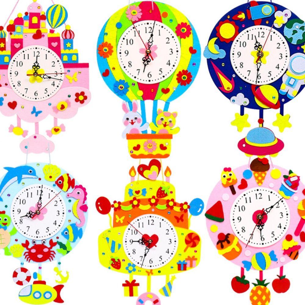 DIY Puzzle DIY Clock Toys Cartoon Clock Time Teaching Aid Cognition Clocks Toys Baby DIY Toys