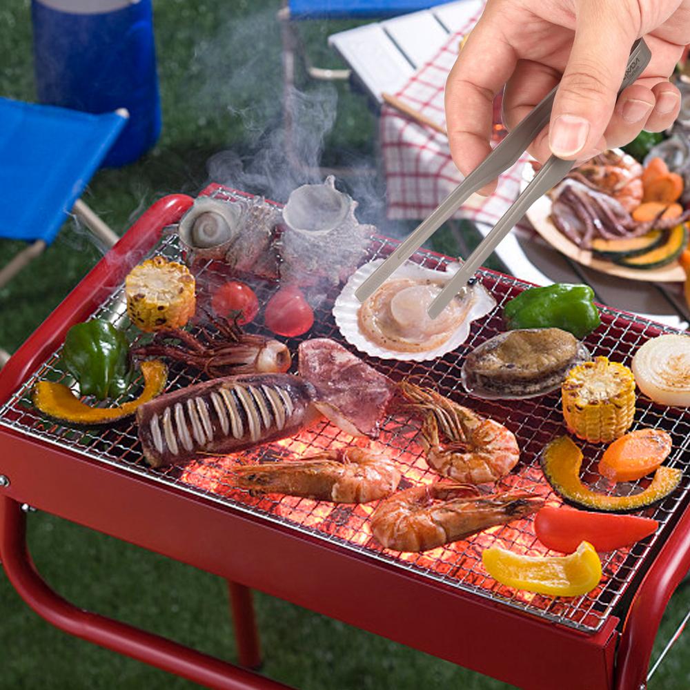 Lixada Titanium Tongs Clip with Spork BBQ Grilling Tool Lightweight Outdoor Camping Backpacking Hiking Cookware