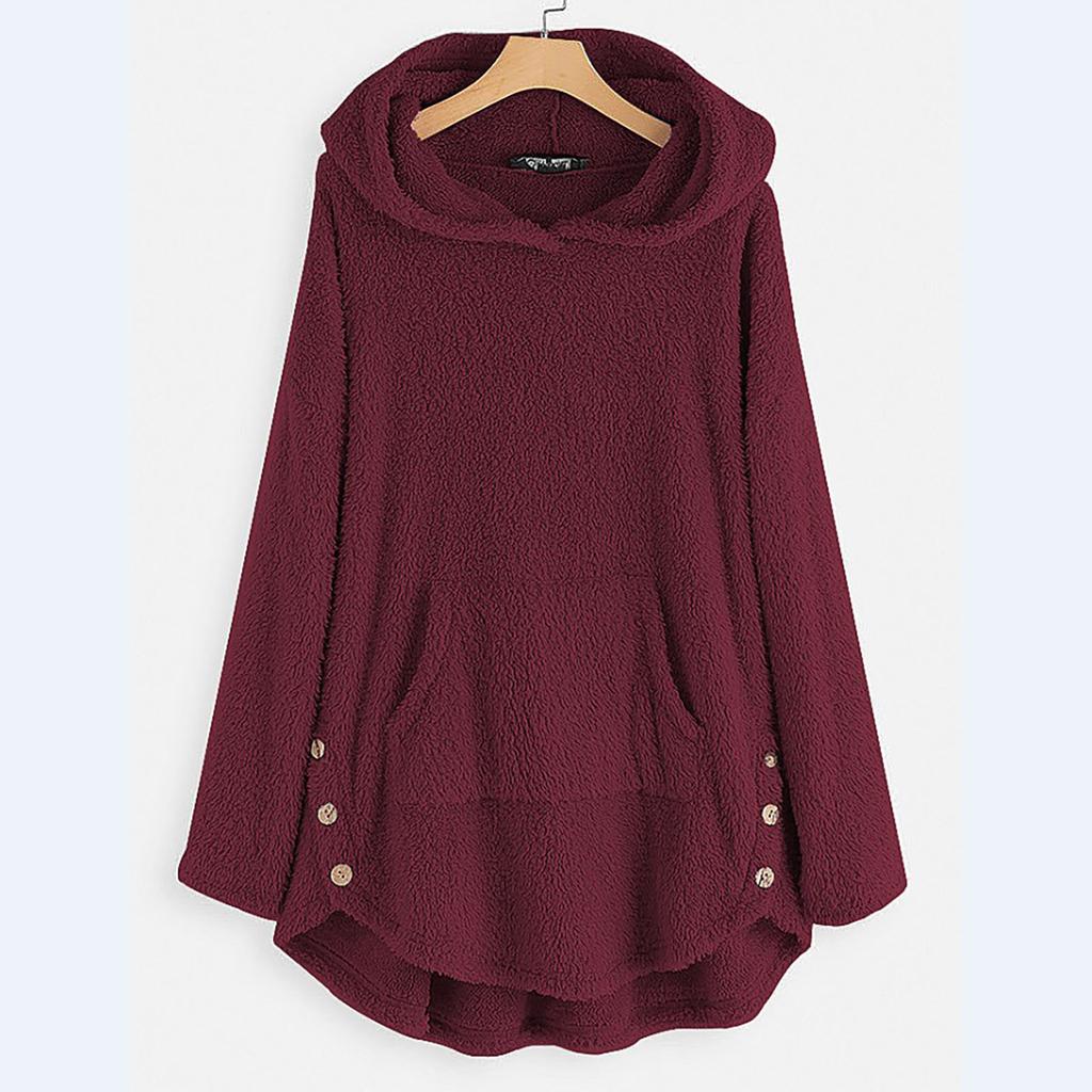 Женская мода и зима однотонный длинный рукав с капюшоном флисовый свитер