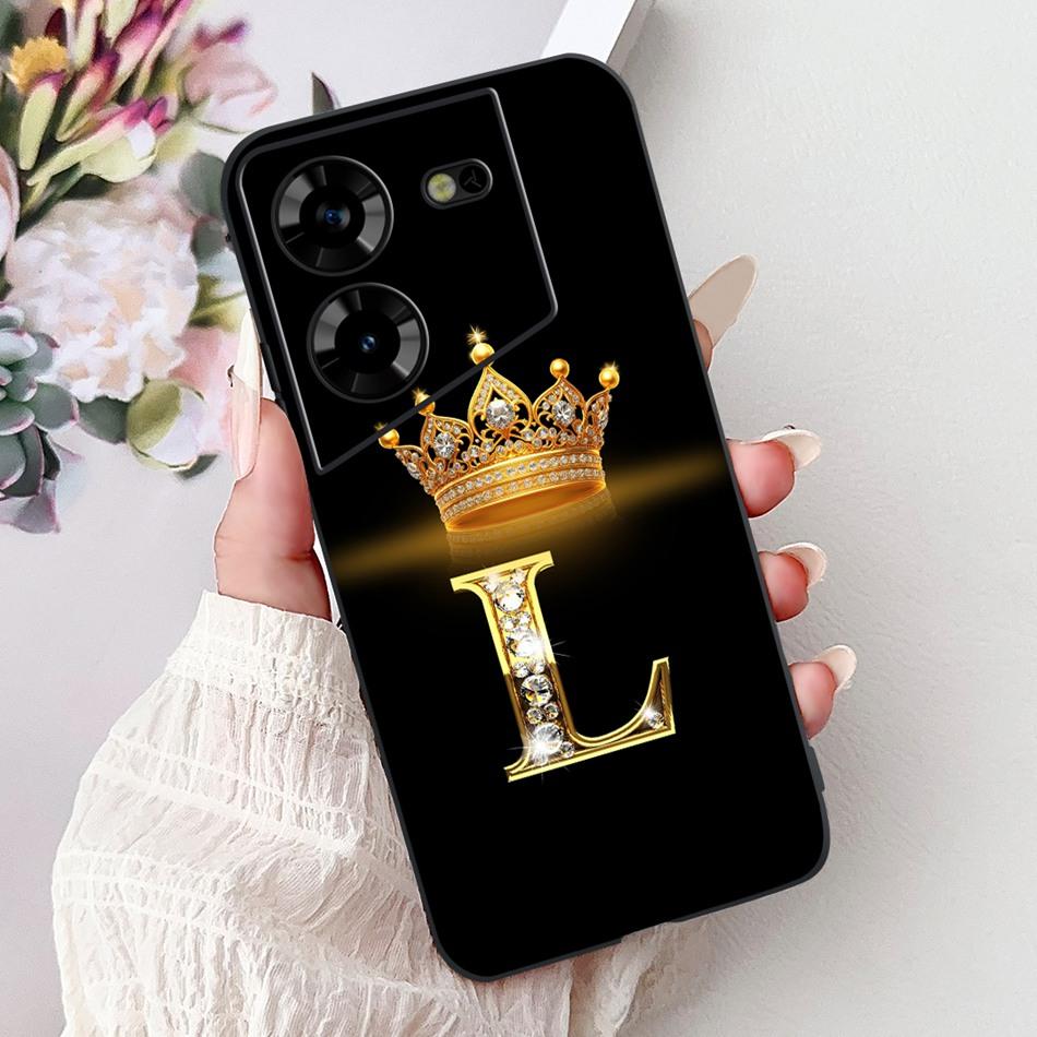 Для Tecno Pova 5 LH7n / Pova 5 Pro LH8n Модный Чехол для Телефона с Буквой Короны Для Tecno Pova5 5Pro 5G Черный Силиконовый Мягкий Чехол Бампер