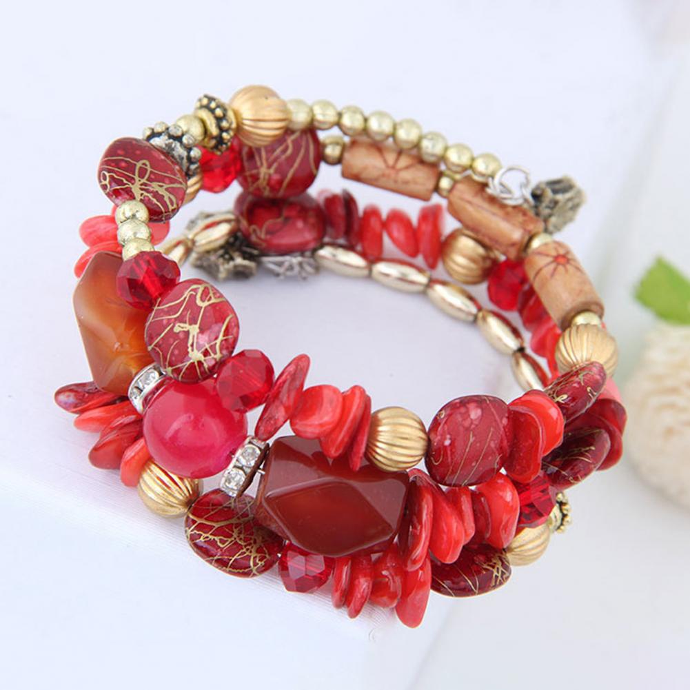 Богемский браслет Богемский многослойный браслет из камней с регулируемым эластичным шнуром Унисекс Ретро этнические украшения на запястье с изображением