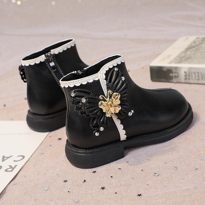 Детские осенне-зимние новые модные сапоги для маленьких девочек, детские бархатные хлопковые сапоги для принцессы