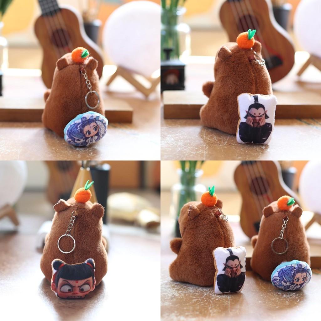 Aobing Plush Capybara Toy Keychain With Wagging Tail Soft Pp Cotton Decor Bag