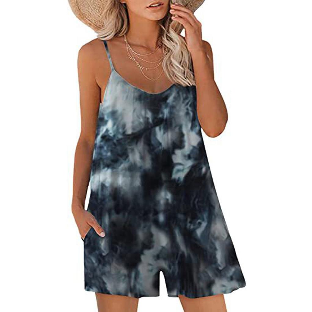 Модные повседневные свободные комбинезоны без рукавов с регулируемым ремнем и карманами, шорты, комбинезон для женщин
