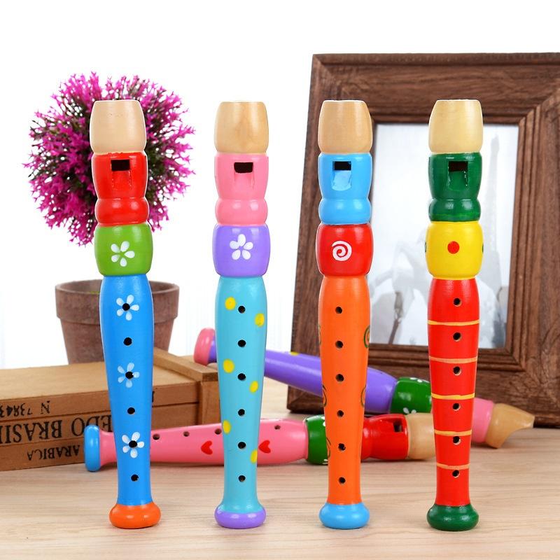 Wooden Piccolo Flute Sound Musical Instrument Early Education Toy Gift for Baby Kid Child