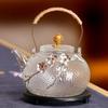 Handmade Chinese Style Heatproof Glass Teapot with Plum Blossom Design – Heat-Resistant Flower Tea Kettle with Top Handle