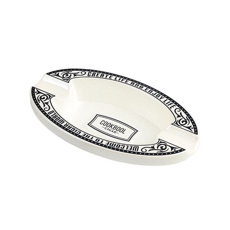 Elegant Dual Slot Melamine Cigar Ashtray - Lightweight and Portable Smoking Accessory