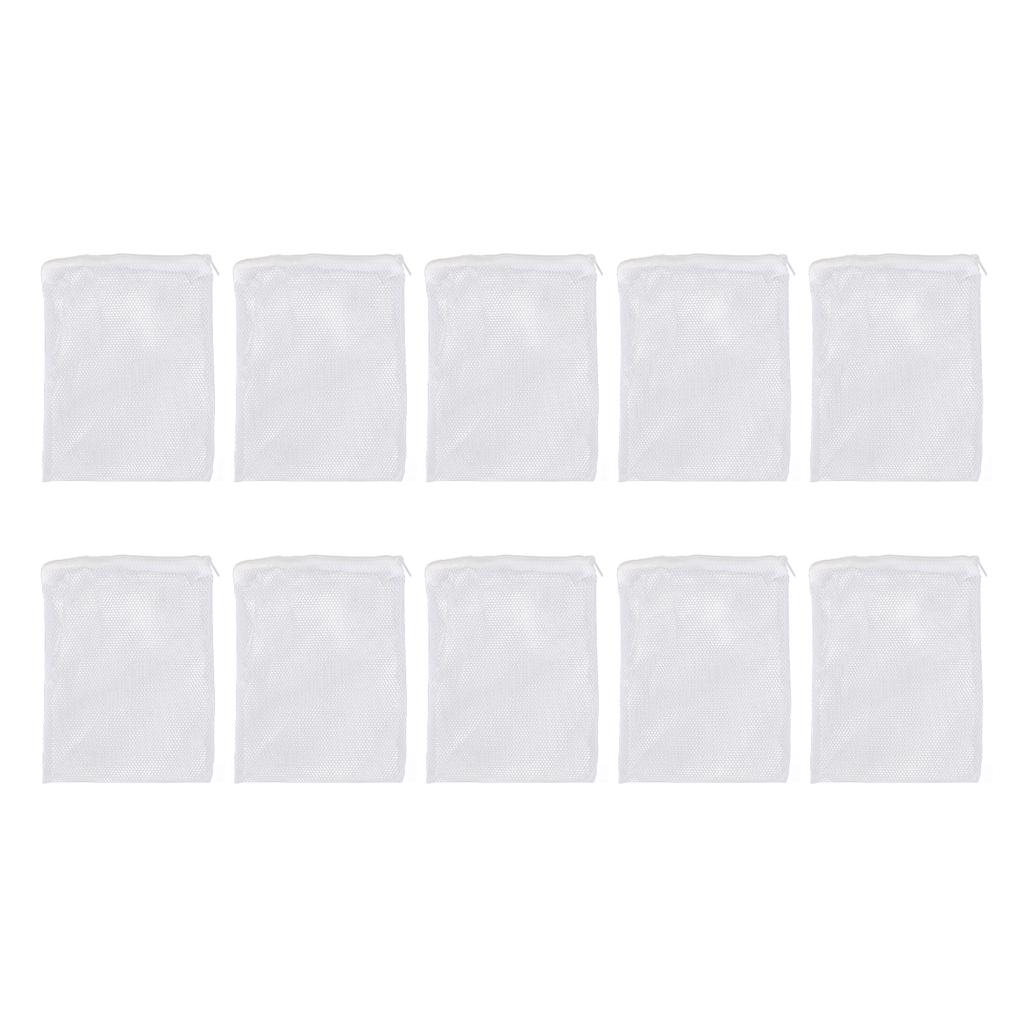 10PCS Aquarium Filter Media Bags Large Mesh Nylon Net Filter Bags with Zipper for Activated Carbon Ceramic Rings