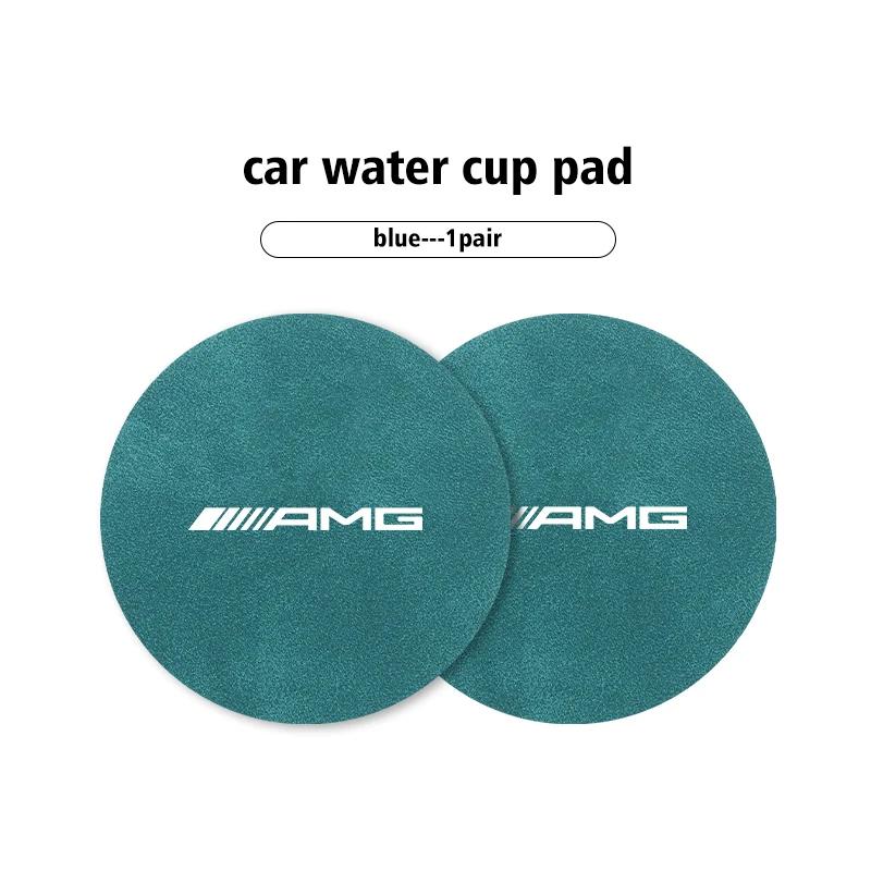 ZGAP4 2pcs Car Coaster Anti-slip Mat Sheepskin Water Cup Holder Pad For Mercedes Benz AMG W204 W205 W203 W211 W201 W210 W108 W124 W126
