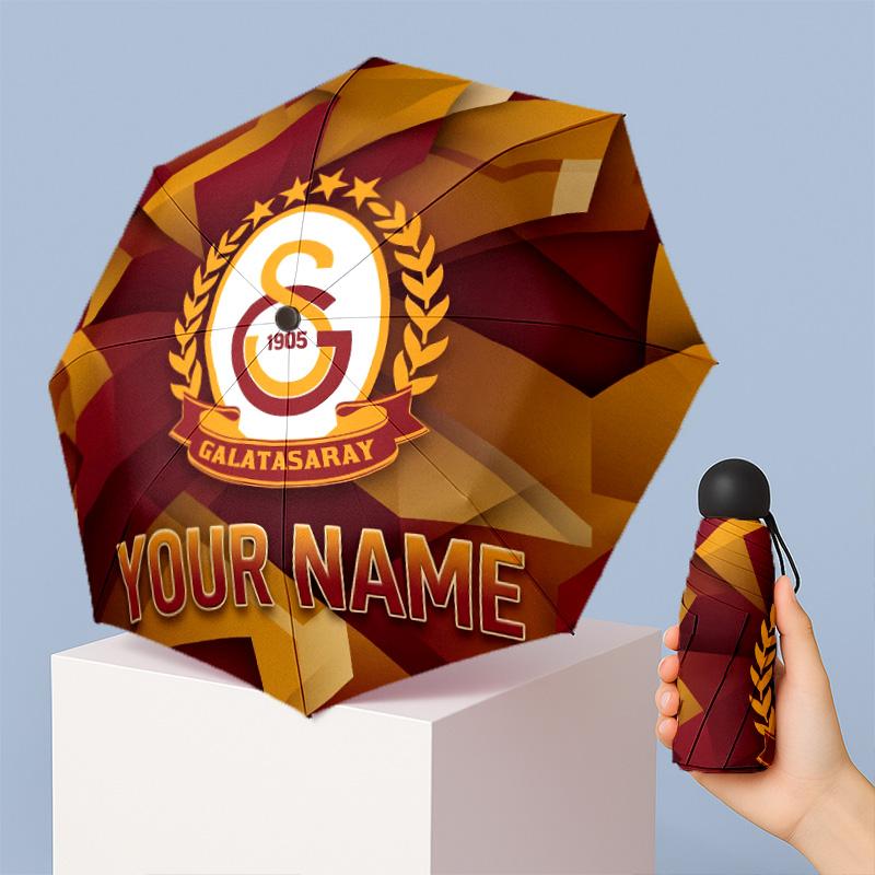 Galatasaray FC Manual Five Fold 8 Rib Umbrella Support Custom Text, Lightweight Travel Umbrella