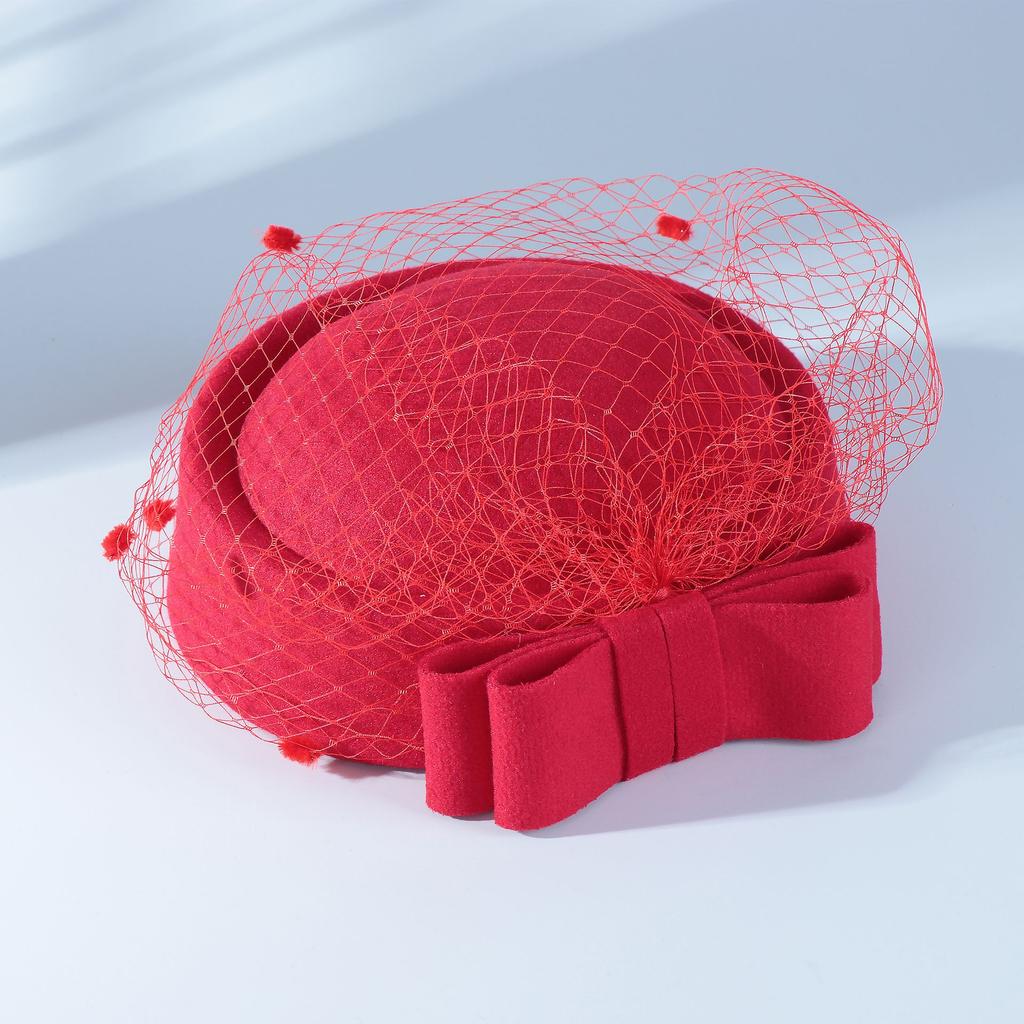 Женская шляпа в французском стиле Сетчатая шляпа Британская свадебная вечеринка Бант Шляпа стюардессы