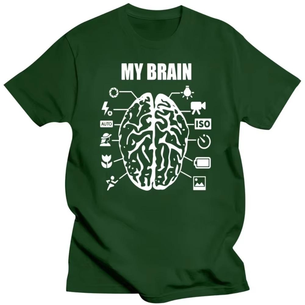 Novelty Vintage Photographer Brain T-Shirt Mens Short Sleeves  Streetwear Hip Hop Printed T Shirts Top Tees