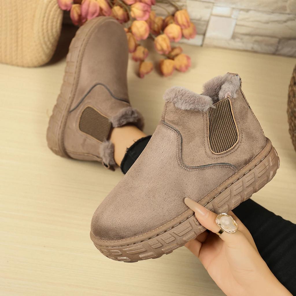Мода 2025 Новые женские ботинки Зимний стиль Винтажные Повседневные Женские хлопковые туфли Толстая подошва Круглый носок Повседневная резиновая подошва Зимние ботинки Женские