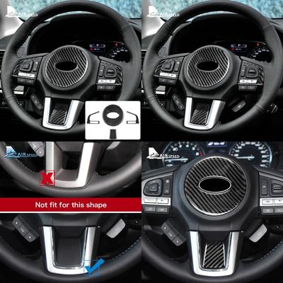 Real Soft Carbon Fiber Interior Trim Accessory for Subaru Forester 2016 2017 2018 Steering Wheel Center Button Sticker