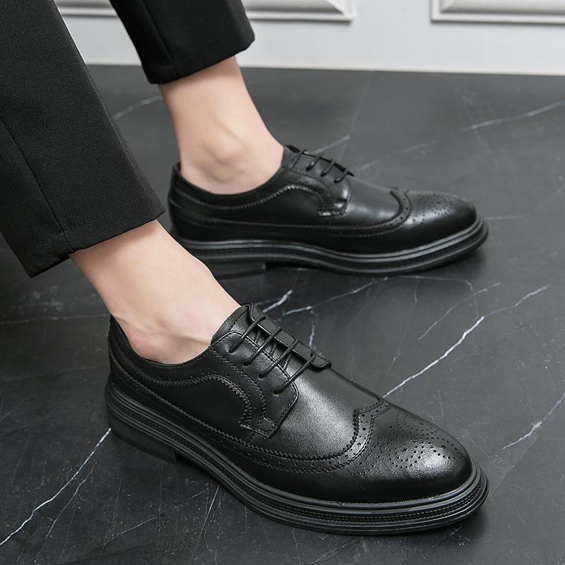 Office Men Dress Shoes Lace Up Oxfords Pattern Men Formal Shoes Leather Luxury Fashion Groom Wedding Shoes Men Suit Shoes