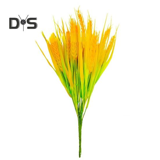 7 Forks Artificial Wheat Ears Rice Plant Bouquet Realistic Simulated Non Water Needed Easy To Care Indoor/Outdoor Decor