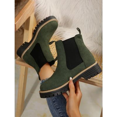 Модные женские ботильоны челси на платформе из матовой кожи с внутренней высотой 2025 Новинка Осень-Зима Плюс флис для тепла