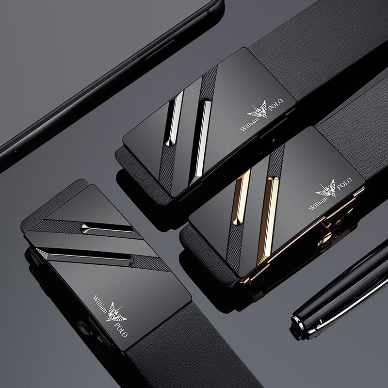 Мужской ремень из натуральной кожи Emperor Paul с автоматической пряжкой - Молодежный минималистичный дизайн