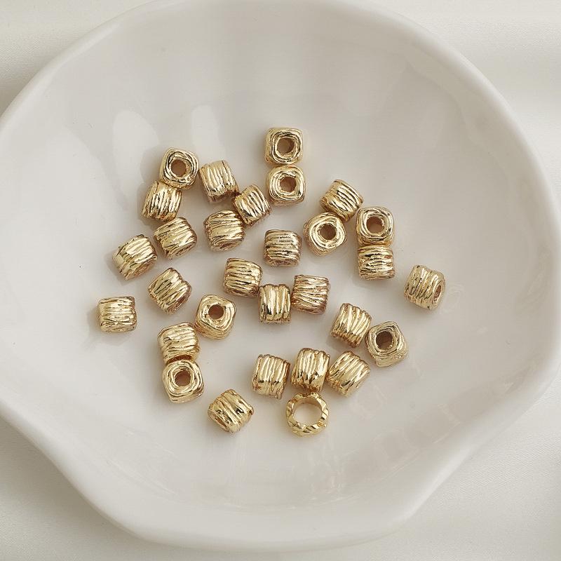 Позолоченное 14K, сохраняющее цвет, неровная спираль, квадратные бусины-разделители, бусы, материал для DIY