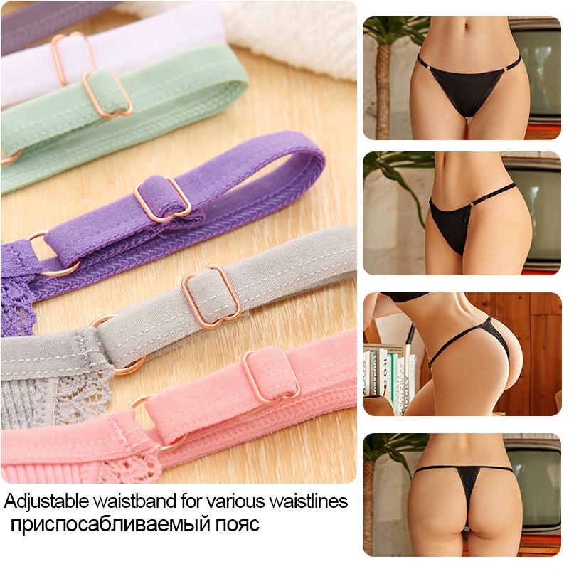4PCS/Set Adjustable Waist Sexy G-string Panties Cotton Women's Underwear Girl Female Pantys Bikini Lady Thongs Lingerie