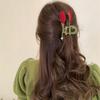 Clip Female Hair Accessories Red Velvet Hair Claw Korean Style Headwear Flocking Tulip Hair Clip