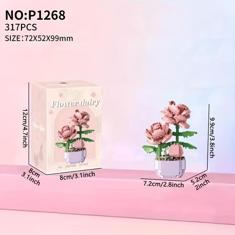 Mini Building Blocks Flower Pots Simulated Flowers and Plants Desktop Small Ornaments Assembled Toys Girls Gifts with Nice Price